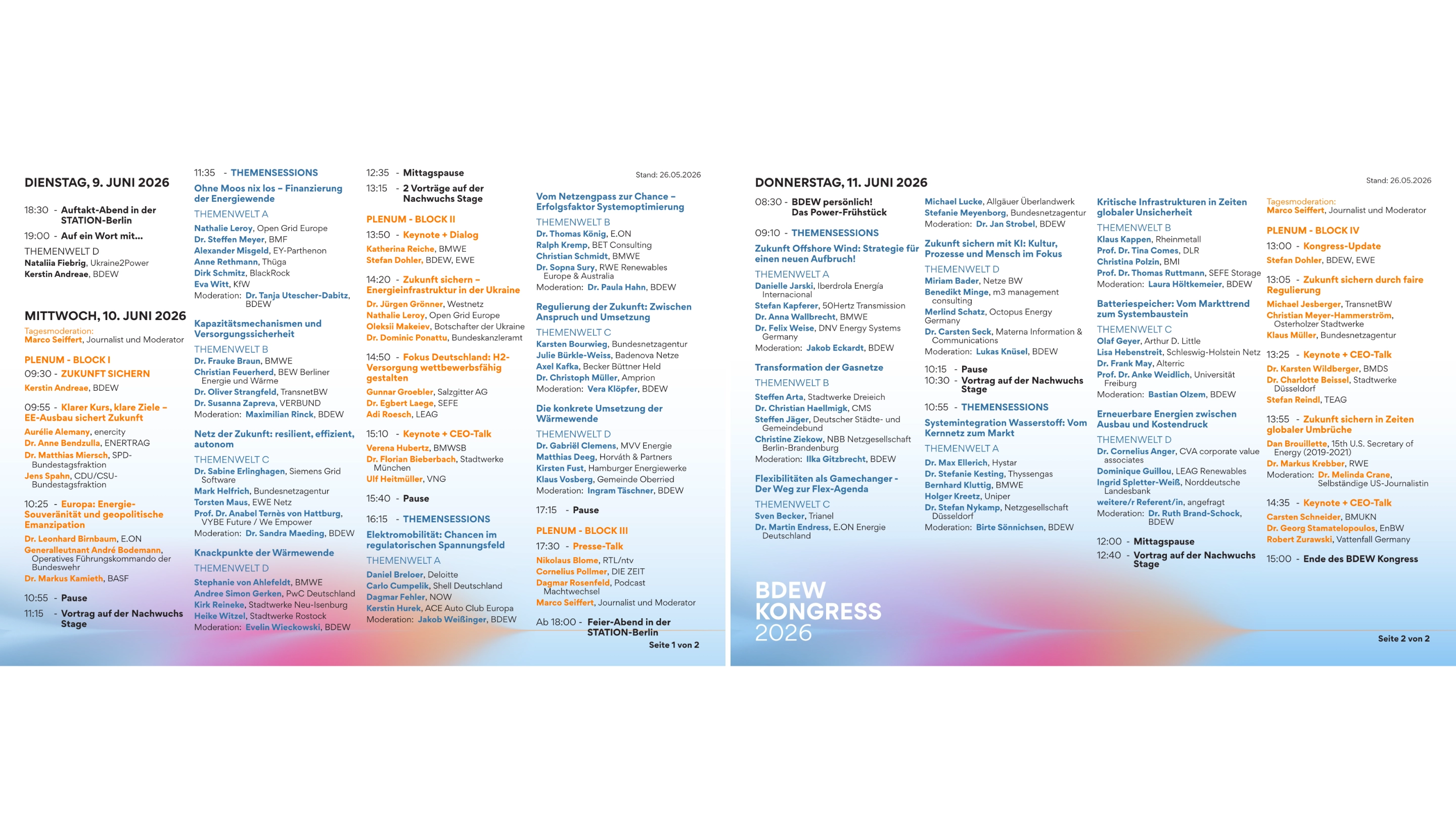 Programm des BDEW Kongress 2026