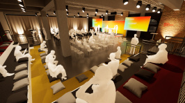 Visualisierung der Themenwelt 'Symposium' auf dem BDEW Kongress 2025 mit Blick von rechts