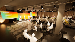 Visualisierung der Themenwelt 'Symposium' auf dem BDEW Kongress 2025 mit Blick von links