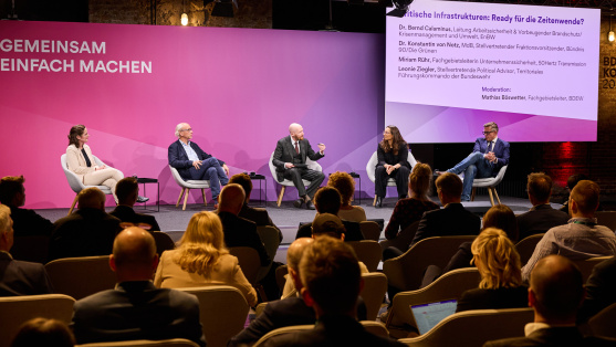 Podiumsdiskussion in einer Themensession auf dem BDEW Kongress 2024